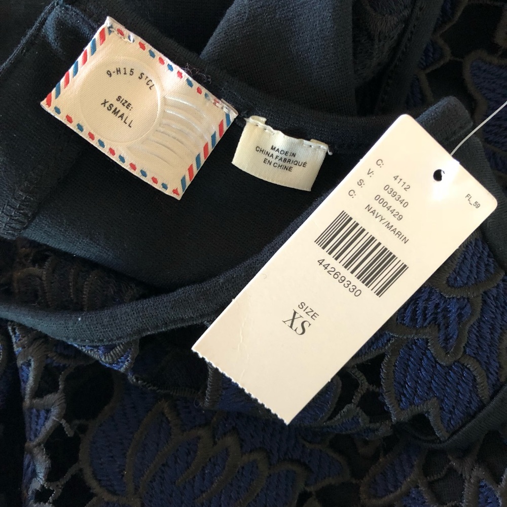 Anthropologie Lace Shell Top Blue Black postmark - Picture 8 of 8